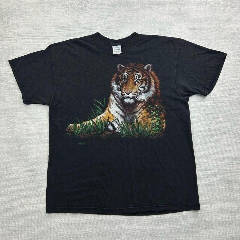 Vintage Natural Wonders Tiger Shirt Adult XL Blackout Shadow Wild Gear Animals